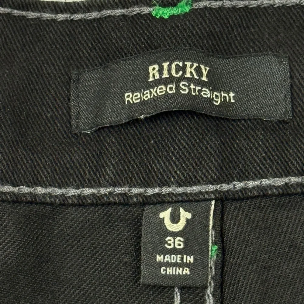 True Religion Men's Ricky Black Relaxed-Straight Stretch Jeans Sz 36x34 NWT $159